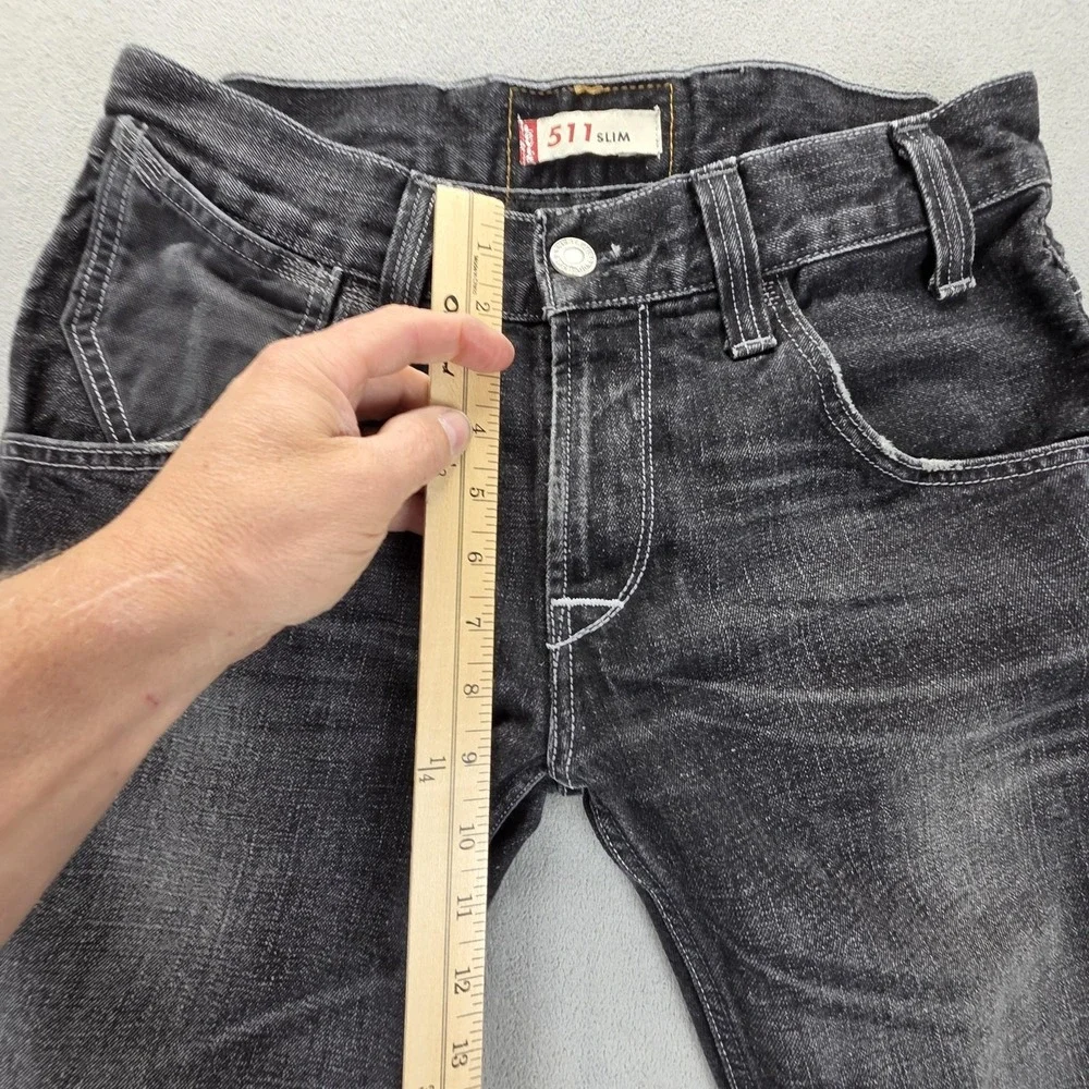 Vintage Levis 511 Jeans Mens Black Slim Buckle Back Zip‎ Fly Fits 30x34
